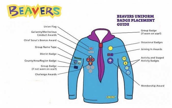 Where to put Badges on the Beavers Sweatshirt